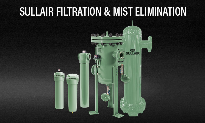 Βιομηχανικά φίλτρα γραμμής πεπιεσμένου αέρα Sullair και συστήματα εξάλειψης ελαιομίχλης