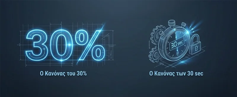 Κανόνας 30% και κανόνας 30 δευτερολέπτων για τη διαστασιολόγηση αεροφυλακίων αεροσυμπιεστών
