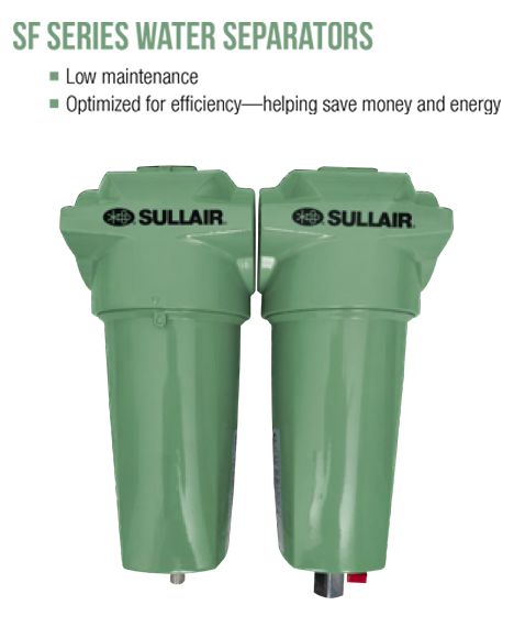 Διαχωριστής νερού Sullair για την απομάκρυνση υγρασίας από τον πεπιεσμένο αέρα